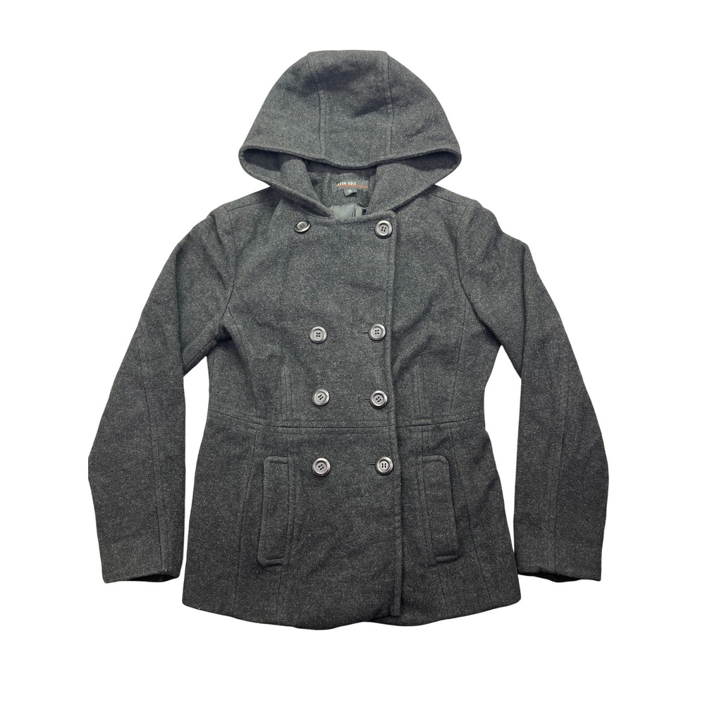 Jason Kole Wool Blend Peacoat Hooded Double‎ Breasted Jacket Gray M Gorpcore